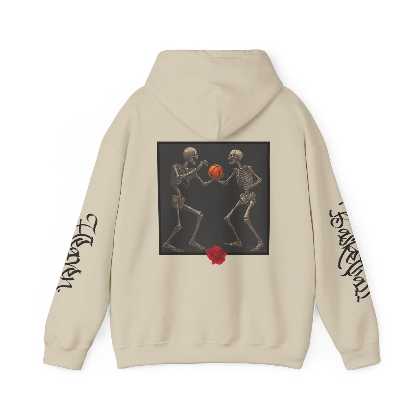 Basketball Heaven Skeleton Unisex Hoodie with back design and sleeve design