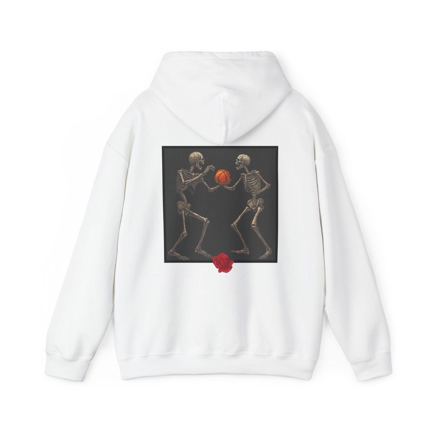 Basketball Heaven Skeleton Unisex Hoodie with back design without sleeve design