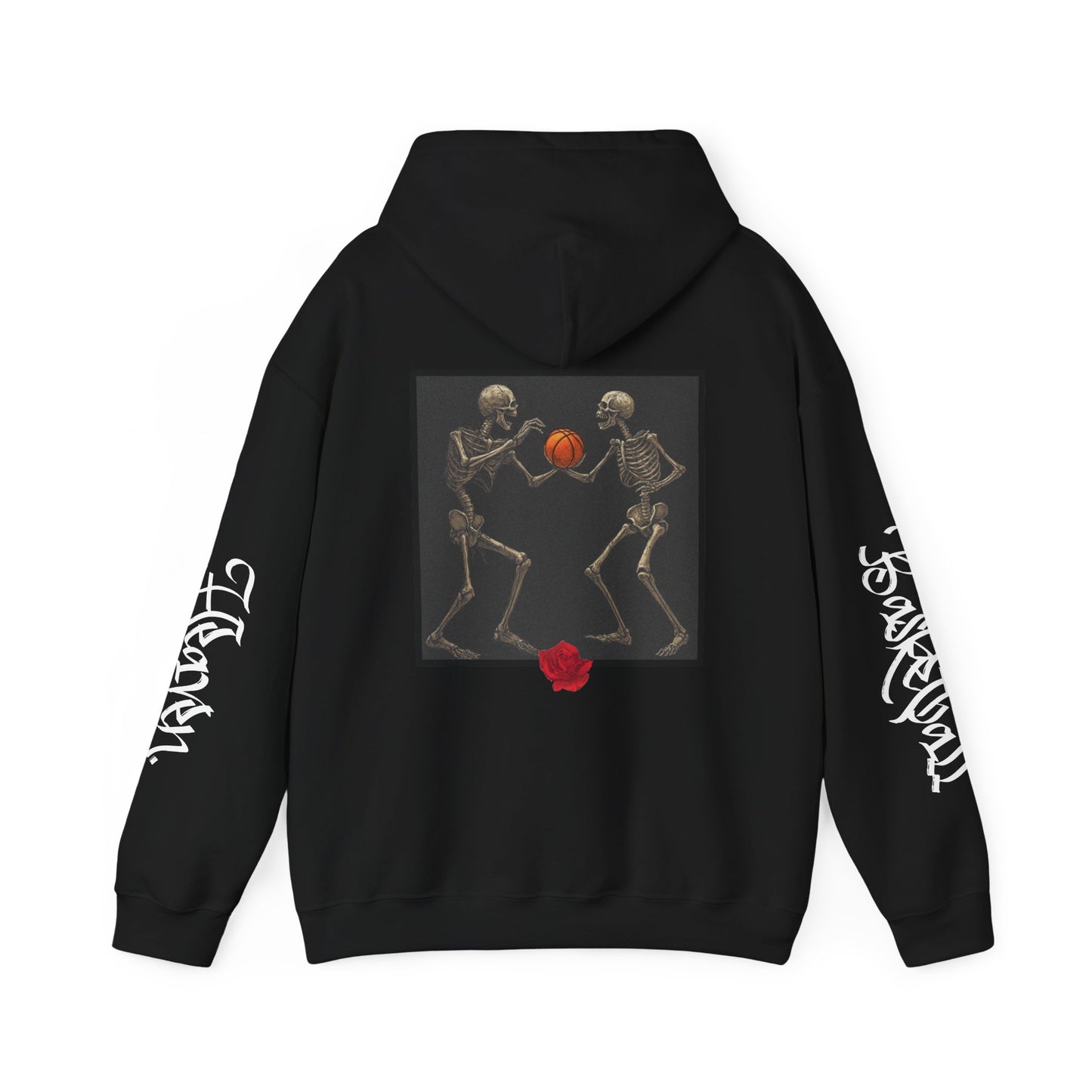 Basketball Heaven Skeleton Unisex Hoodie with back design and sleeve design