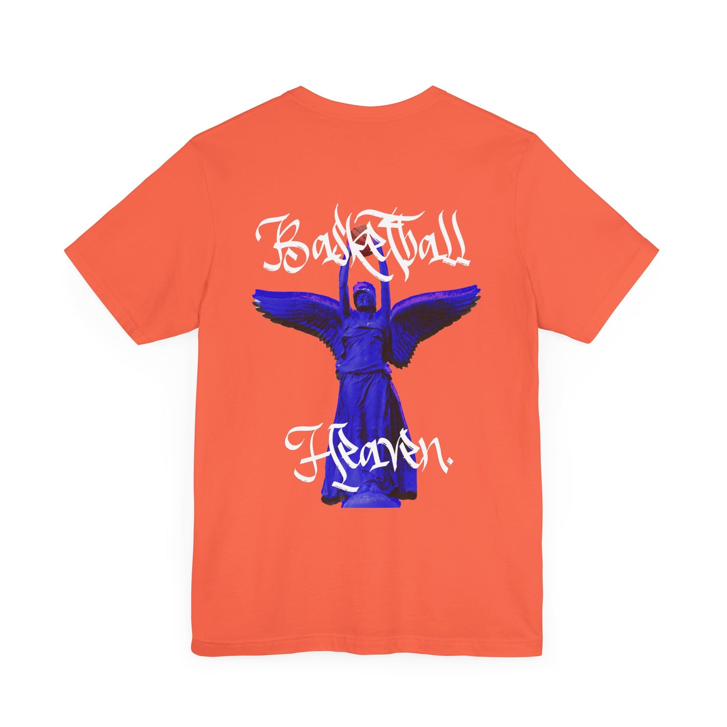 Basketball Heaven Simple Text at Front with Angel Design on Back Unisex Jersey Short Sleeve Tee