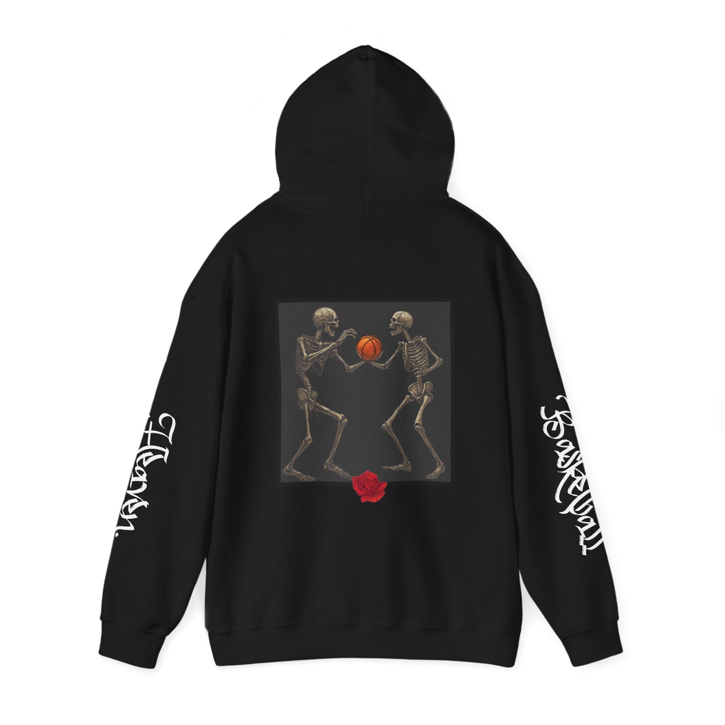 Basketball Heaven Skeleton Unisex Hoodie with back design and sleeve design