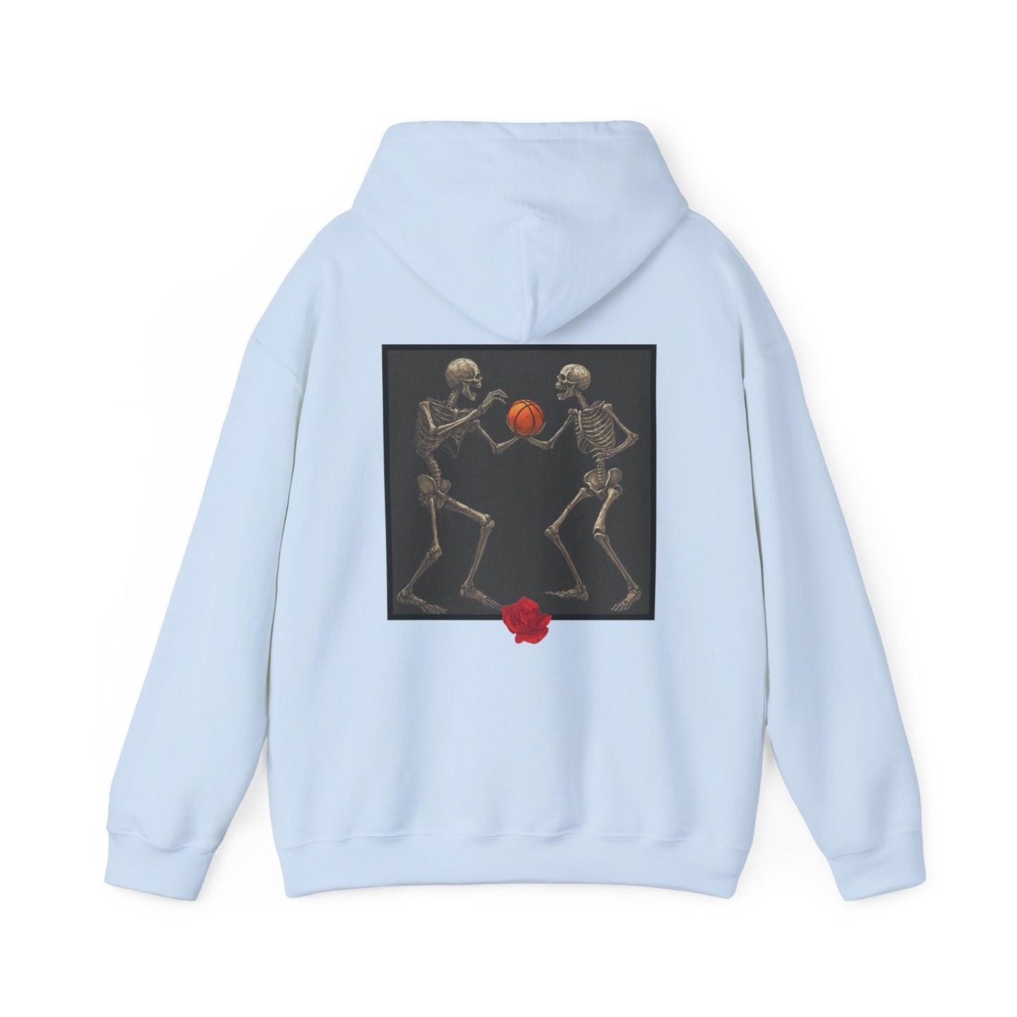 Basketball Heaven Skeleton Unisex Hoodie with back design without sleeve design