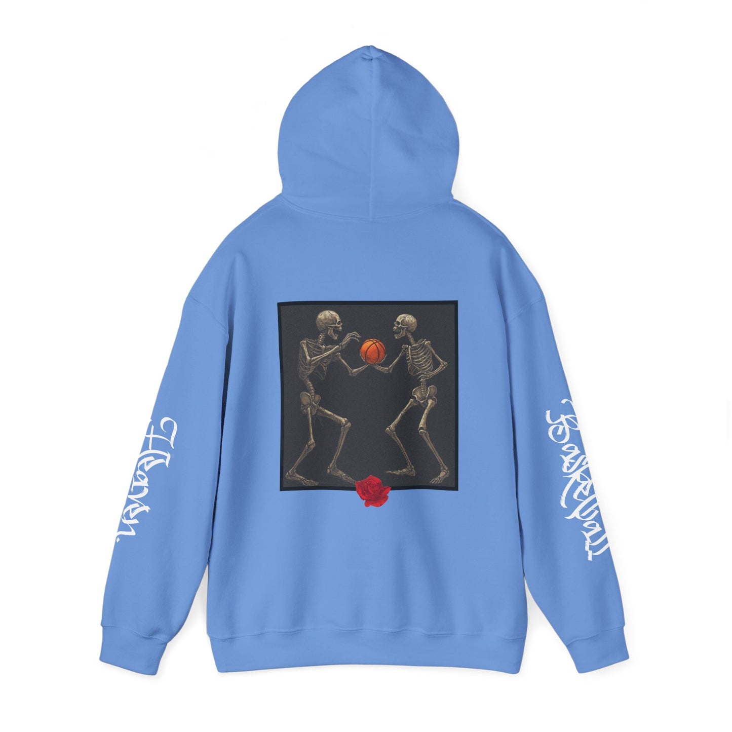 Basketball Heaven Skeleton Unisex Hoodie with back design and sleeve design