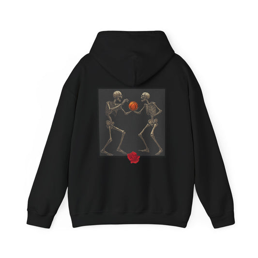 Basketball Heaven Skeleton Unisex Hoodie with back design without sleeve design