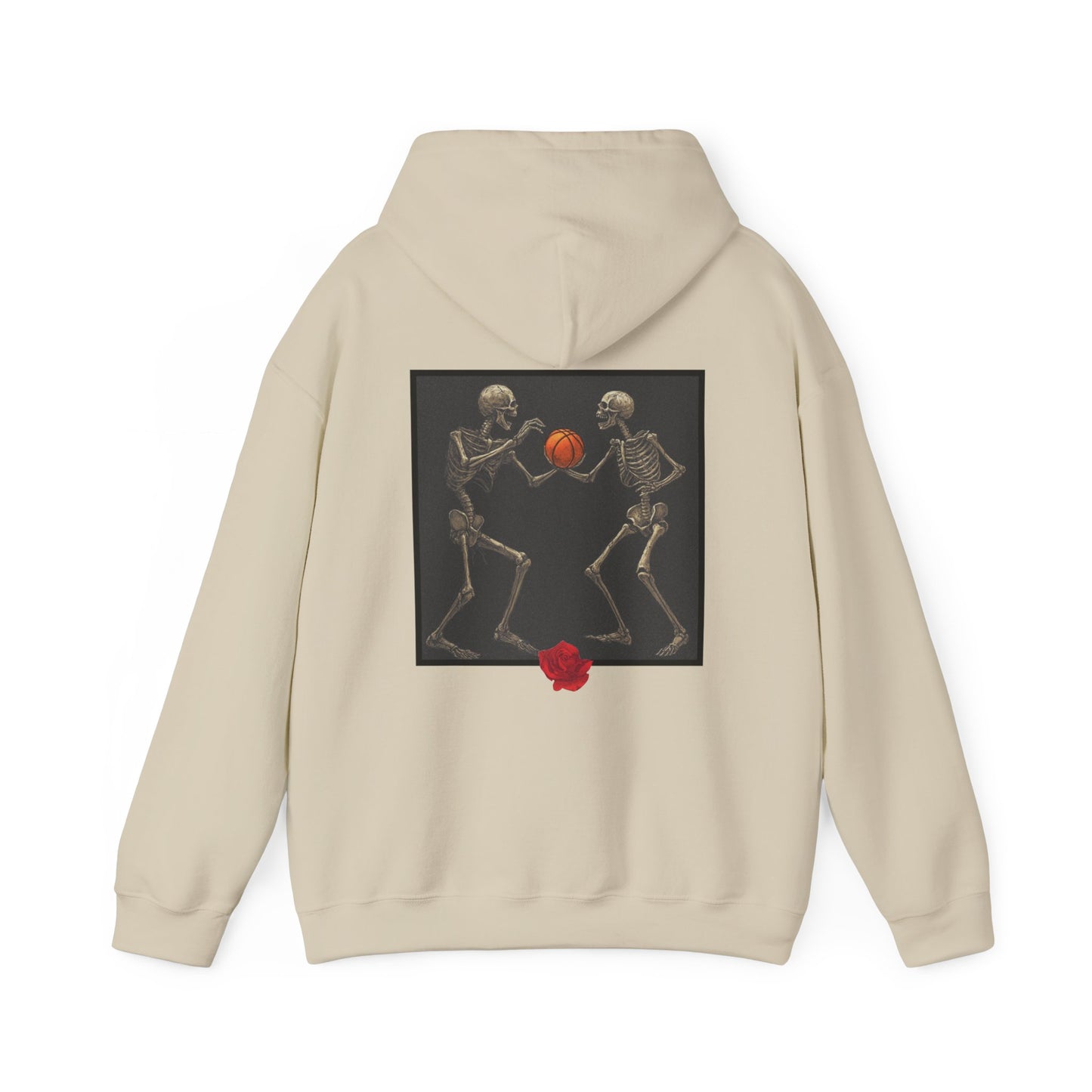 Basketball Heaven Skeleton Unisex Hoodie with back design without sleeve design