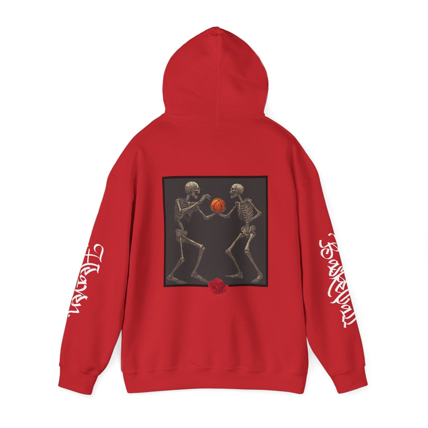 Basketball Heaven Skeleton Unisex Hoodie with back design and sleeve design