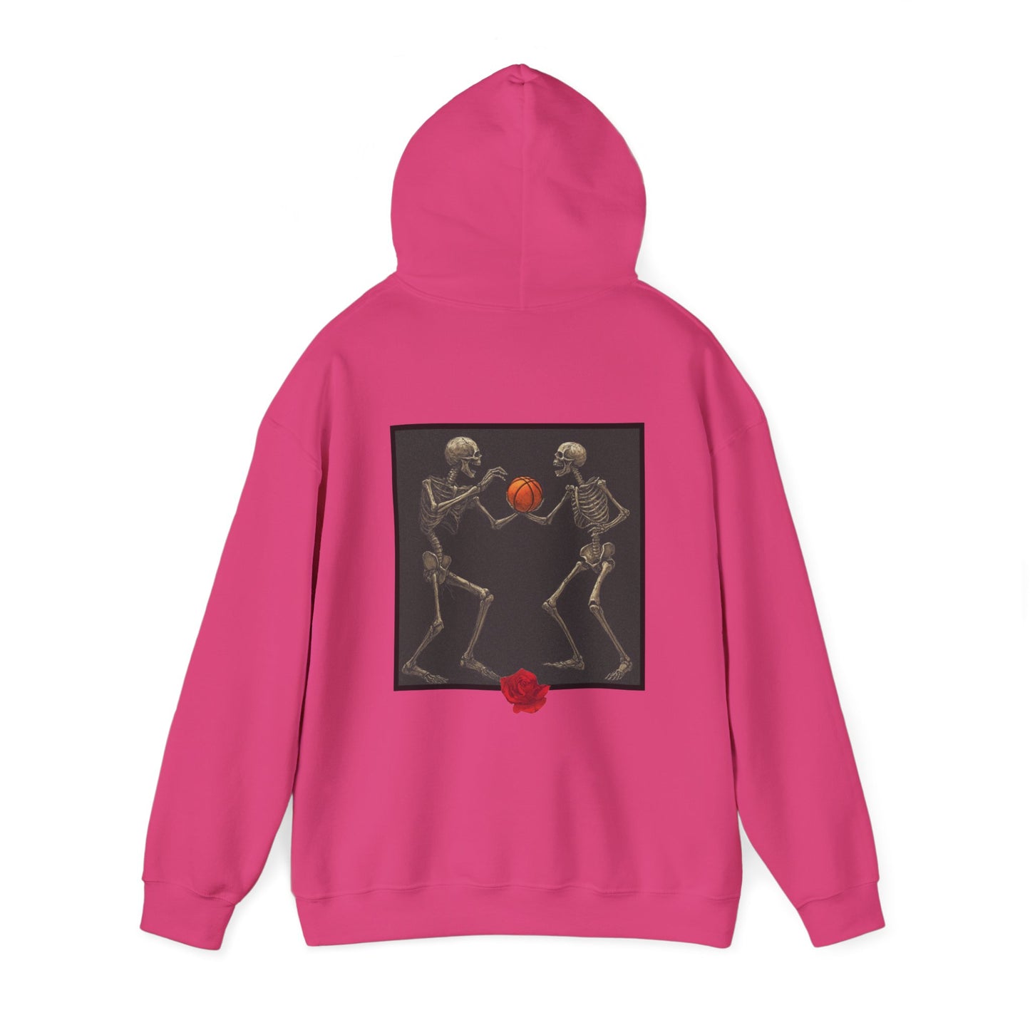 Basketball Heaven Skeleton Unisex Hoodie with back design without sleeve design