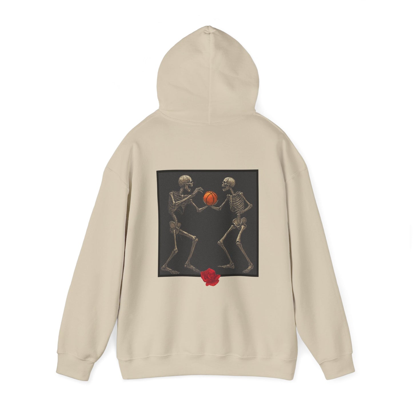 Basketball Heaven Skeleton Unisex Hoodie with back design without sleeve design