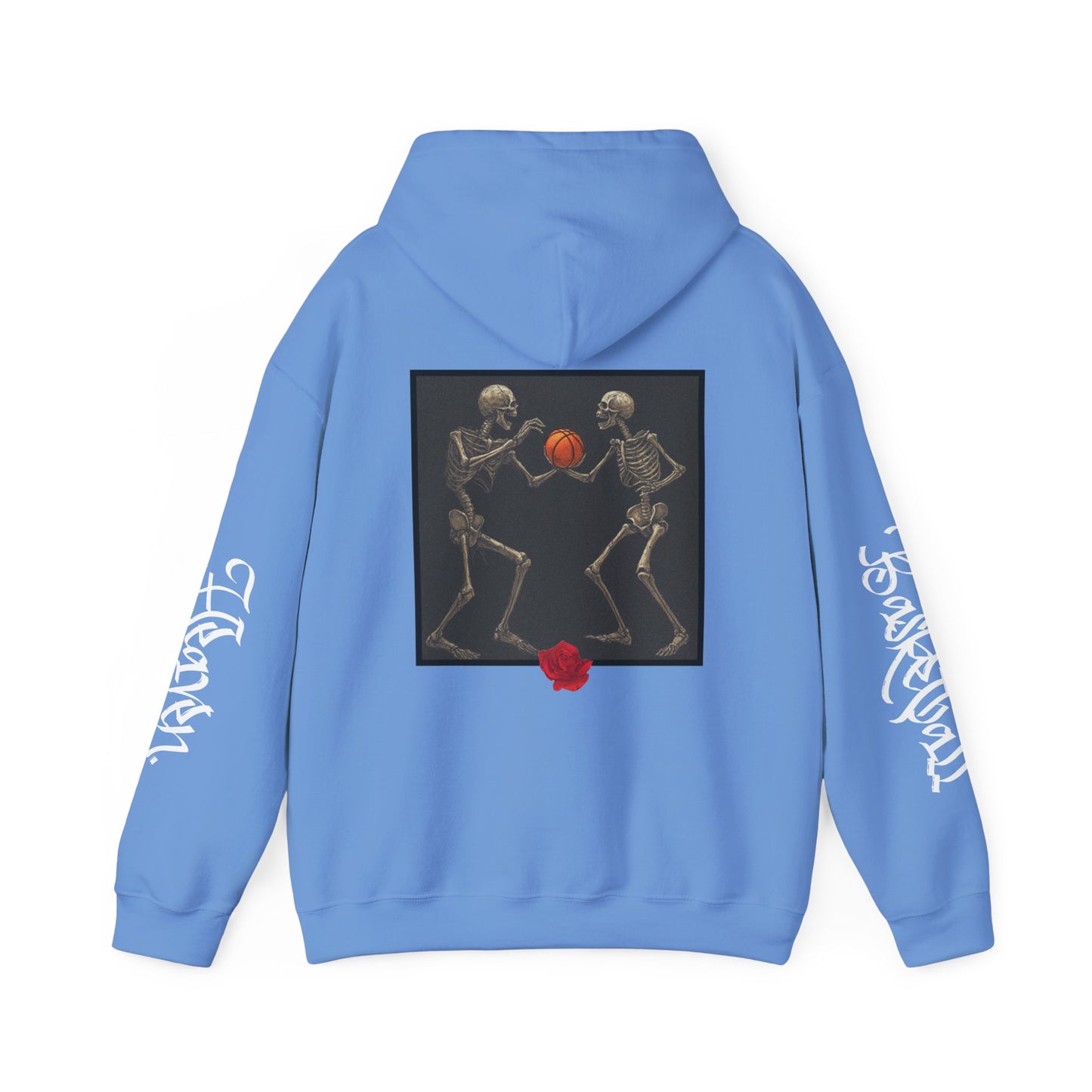 Basketball Heaven Skeleton Unisex Hoodie with back design and sleeve design