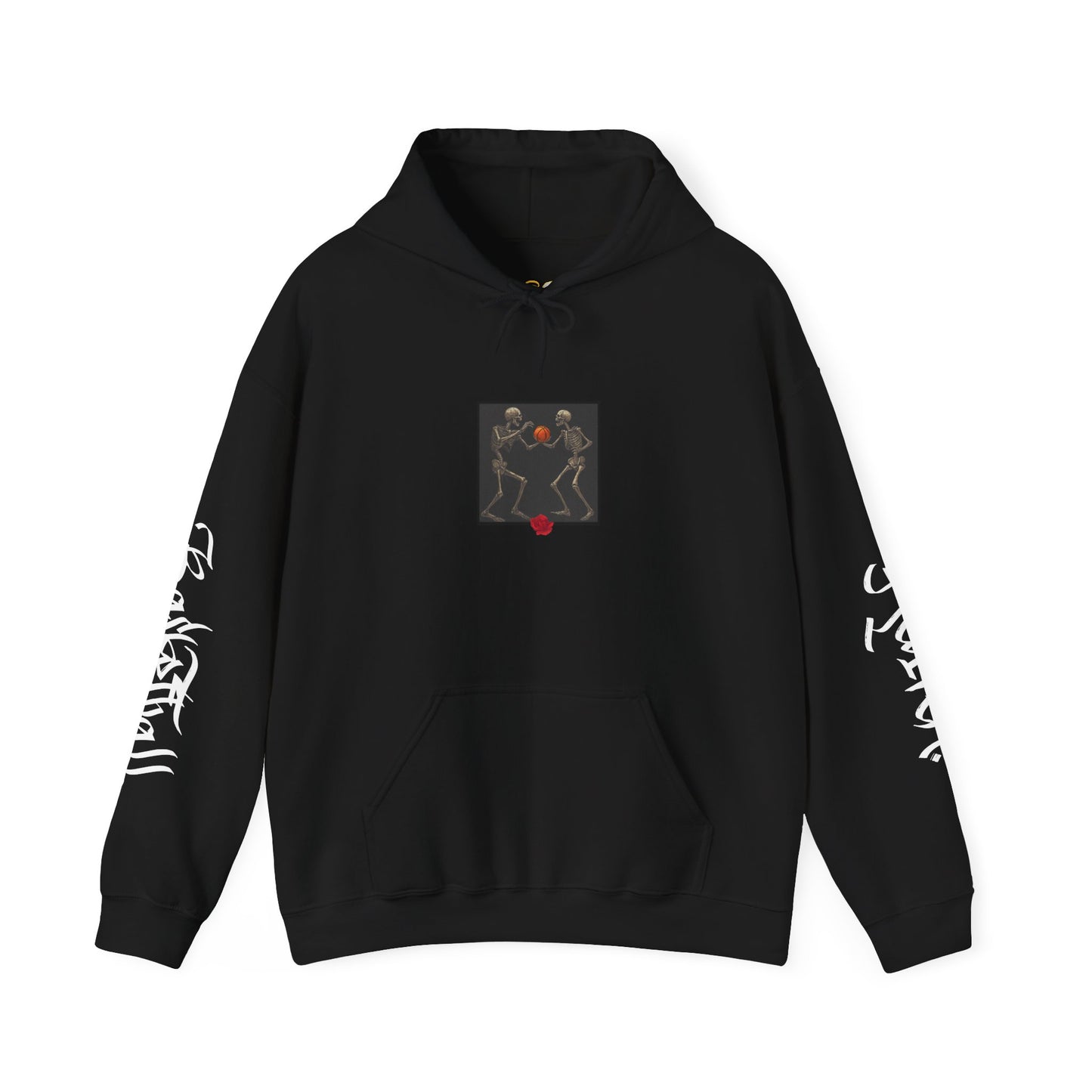 Basketball Heaven Skeleton Unisex Hoodie with back design and sleeve design