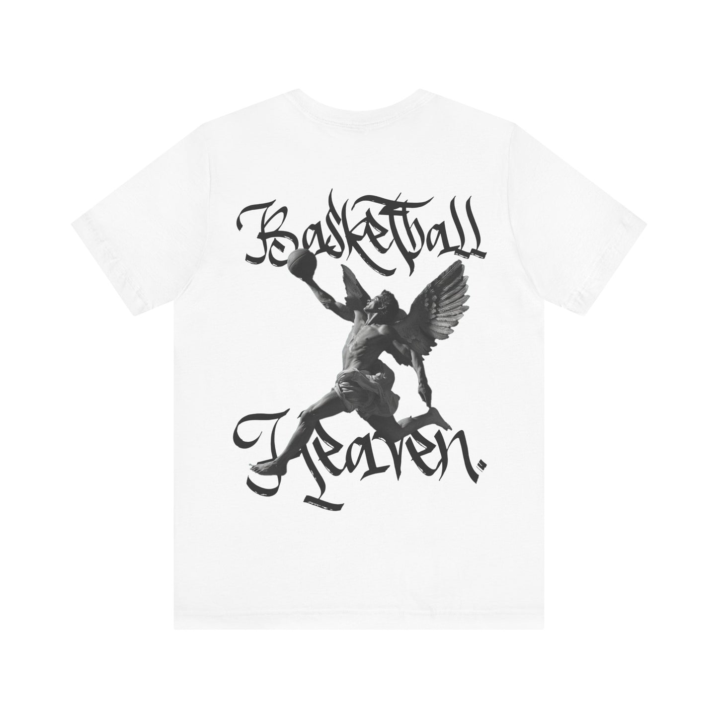 Basketball Heaven Angel With a Basketball Simple Front with Back Design Blended Unisex Jersey Short Sleeve Tee