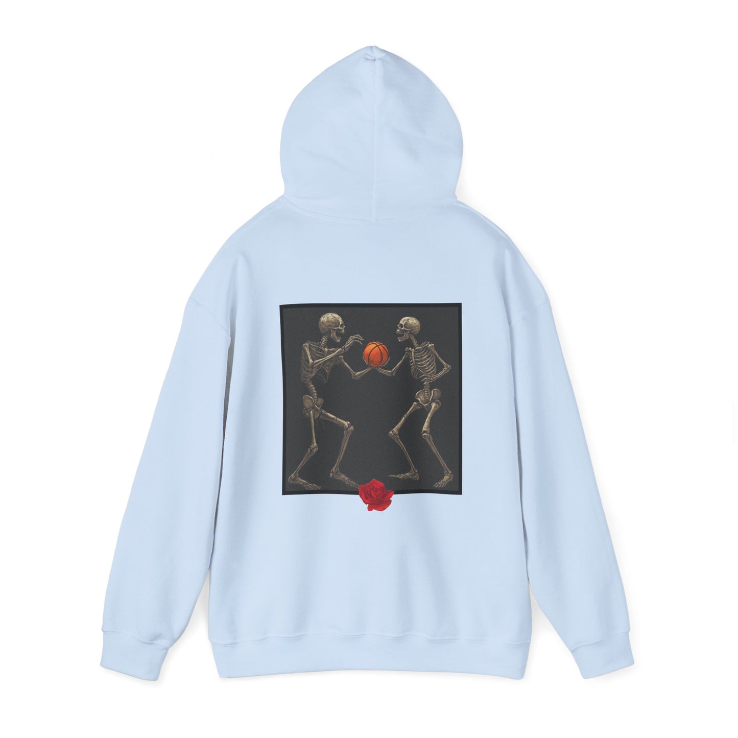 Basketball Heaven Skeleton Unisex Hoodie with back design without sleeve design