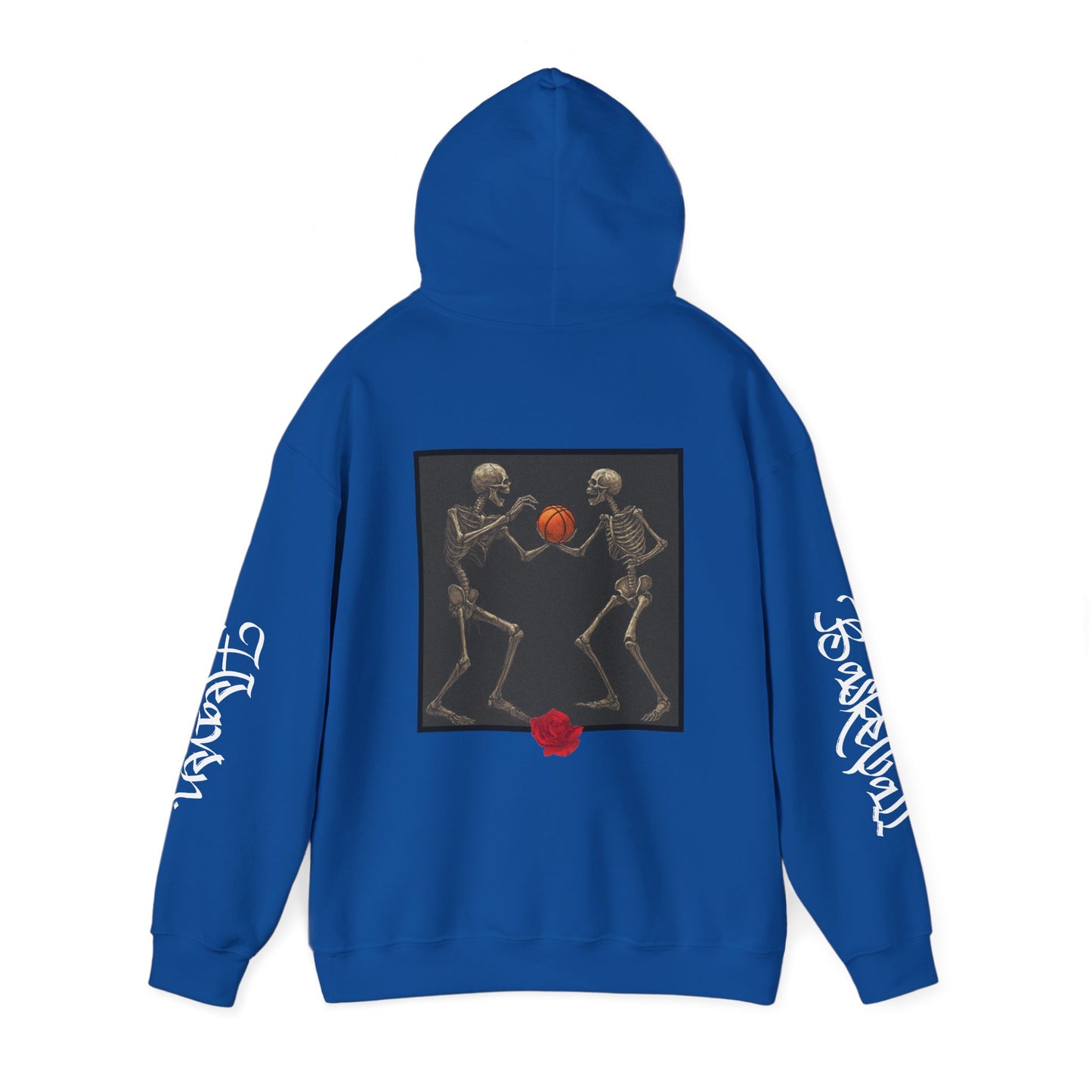 Basketball Heaven Skeleton Unisex Hoodie with back design and sleeve design