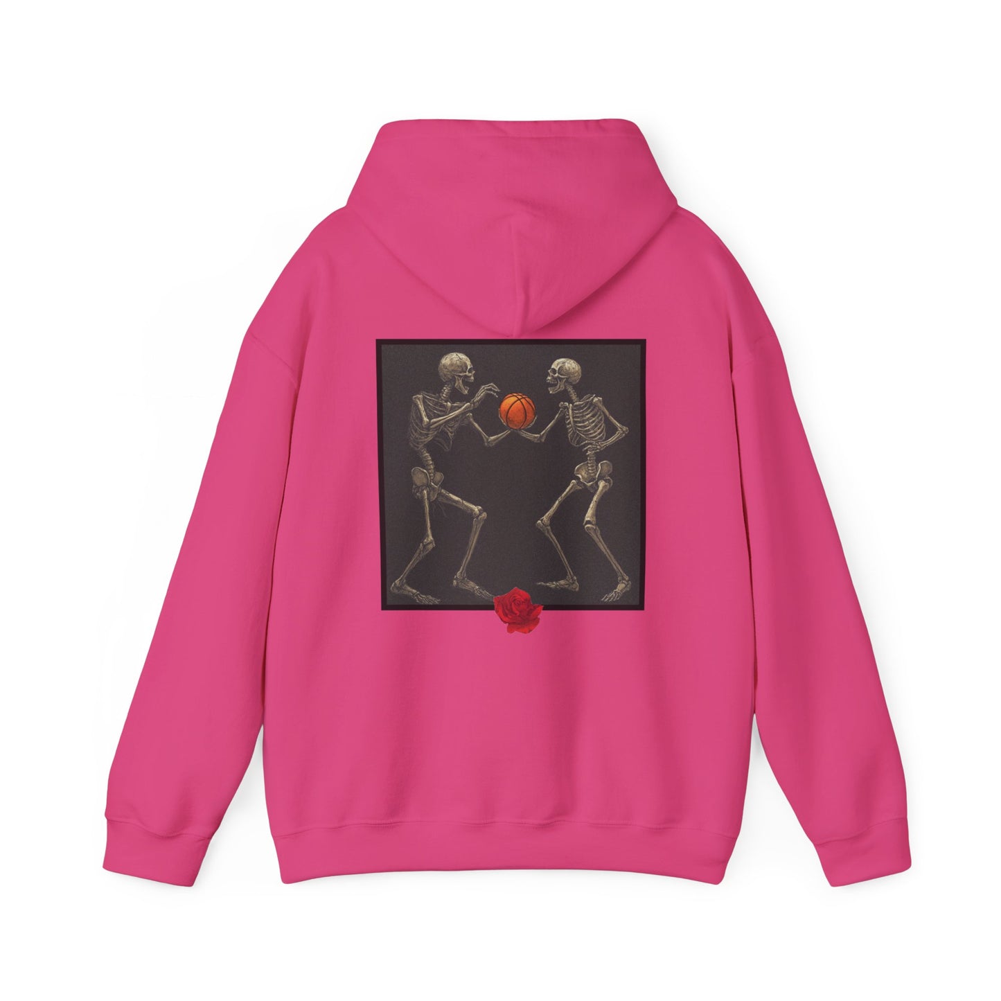 Basketball Heaven Skeleton Unisex Hoodie with back design without sleeve design