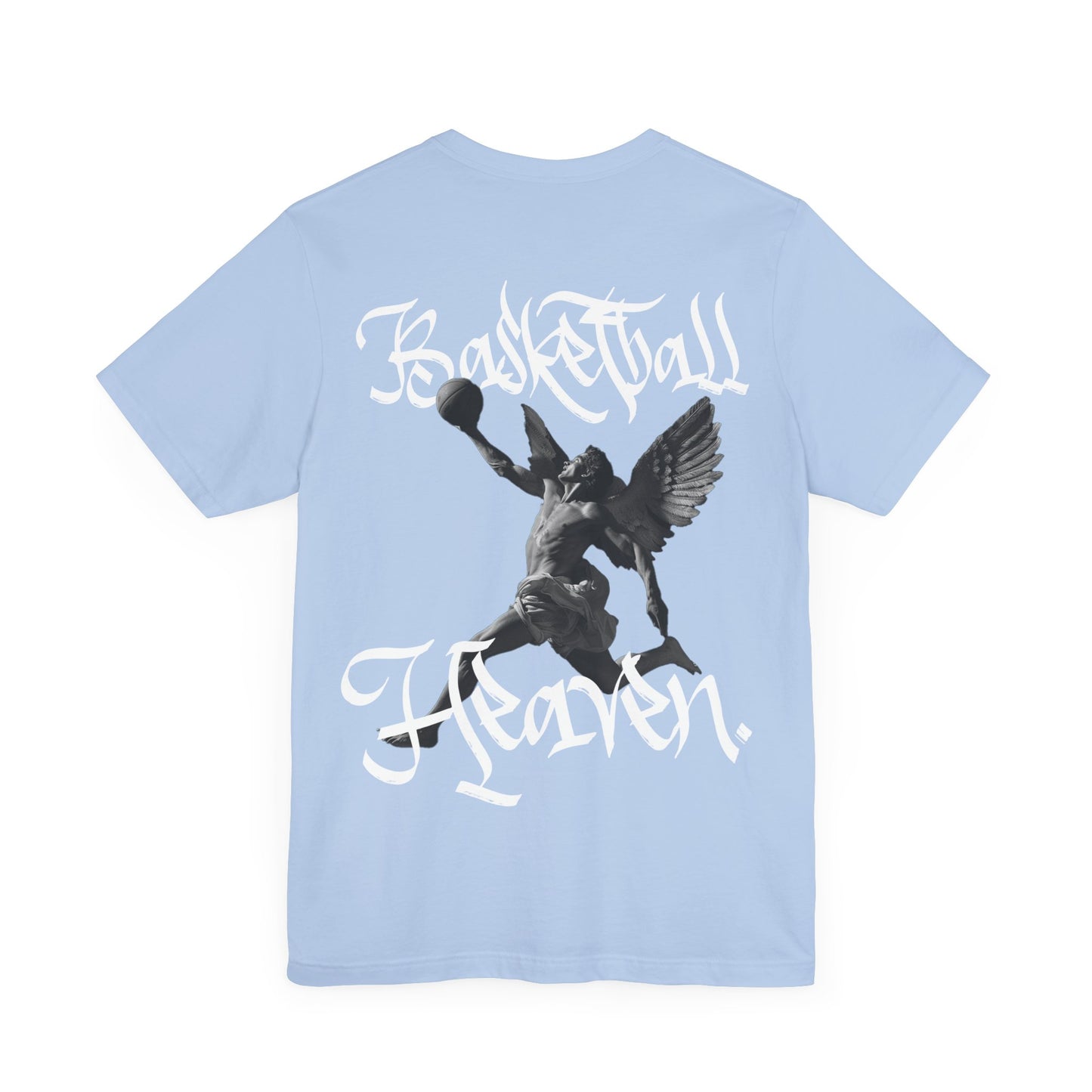 Basketball Heaven Angel With a Basketball Simple Front with Back Design Blended Unisex Jersey Short Sleeve Tee